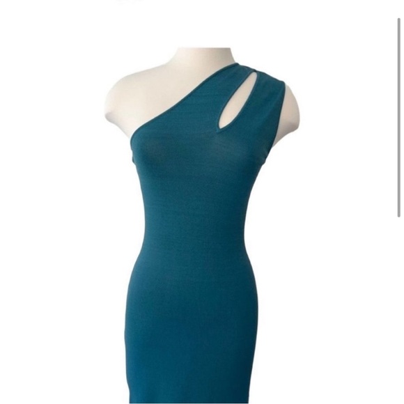 Ronny Kobo Fina Stretch Knit One Shoulder Cocktail Dress Maxi Small - Picture 3 of 7
